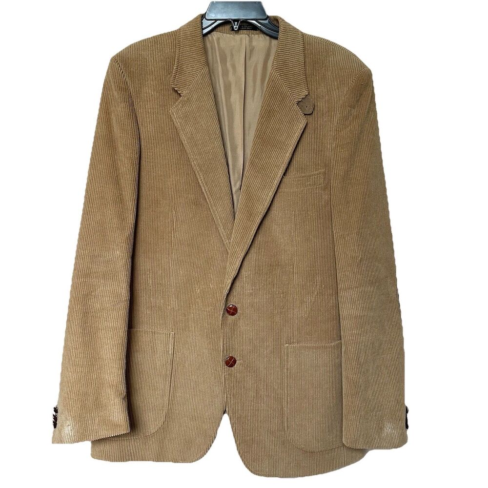 Zanetti Blazer Men’s 38 Corduroy Retro Elbow Patches Academia Preppy Grandpacore